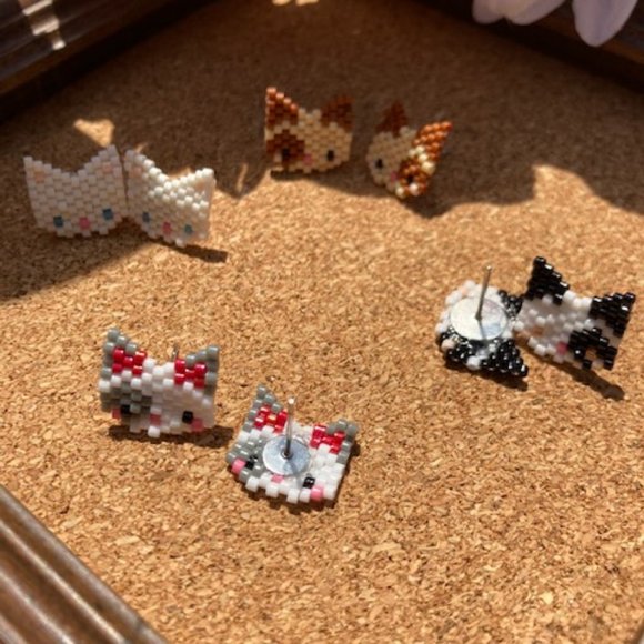 Miyuki delica Cat earrings - Picture 5 of 5